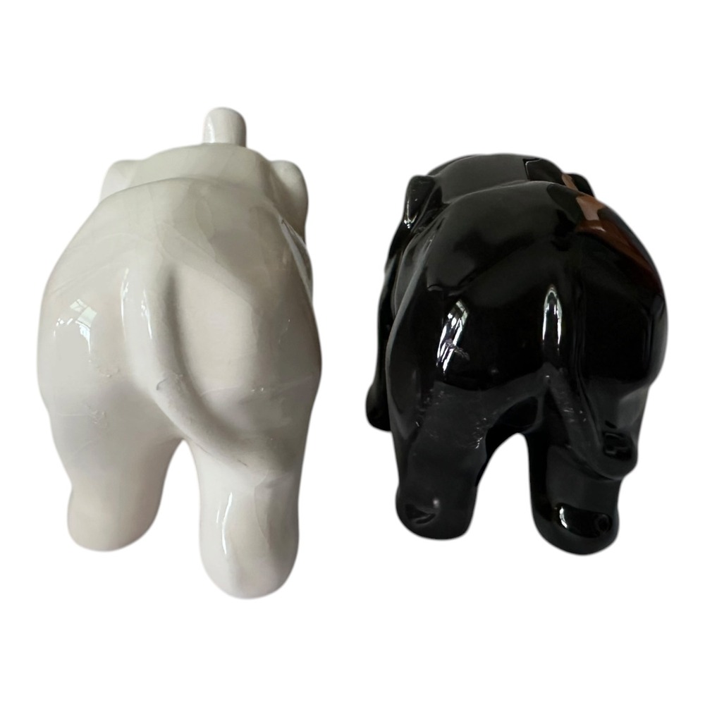 Unbranded Elephant Figurines Unisex Small Black White Excellent Ceramic Set 2 - Picture 7 of 13